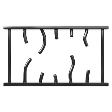 A realistic prison window with broken iron bars, icon.