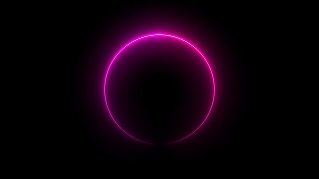 Abstract neon circle animation rotating and glowing against a dark background with futuristic digital.Cyan circle glow border concept on the transparent background. alpha channel, seamless loop,