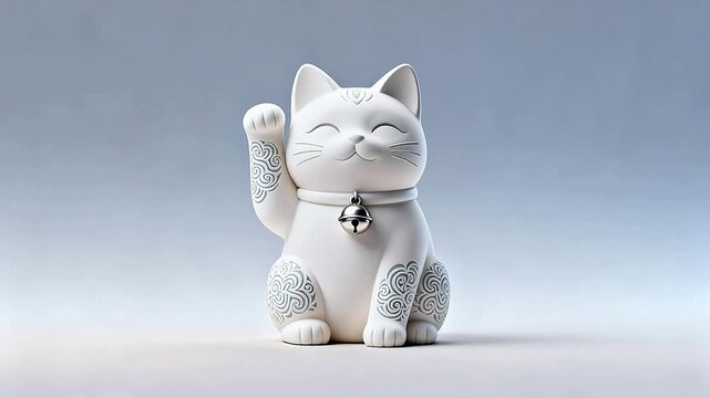 White ceramic lucky cat figurine