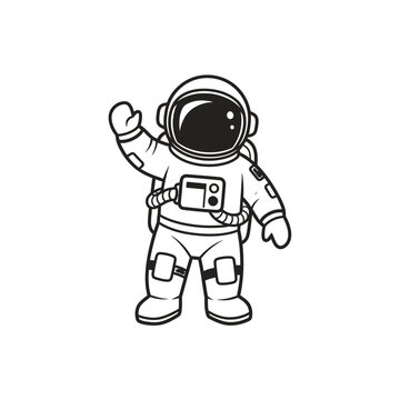 Cartoon Astronaut Waving Vector Illustration