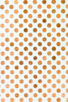 Copper penny pattern on white background