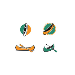 Fototapeta premium Vector canoe and paddle icons for outdoor adventure and water sports