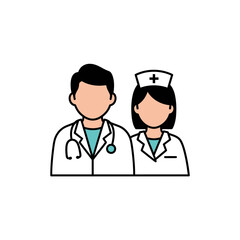 Fototapeta premium Doctor and Nurse Medical Team Avatar Vector Illustration