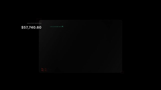 Animated sales revenue dashboard displays a live chart on dark background