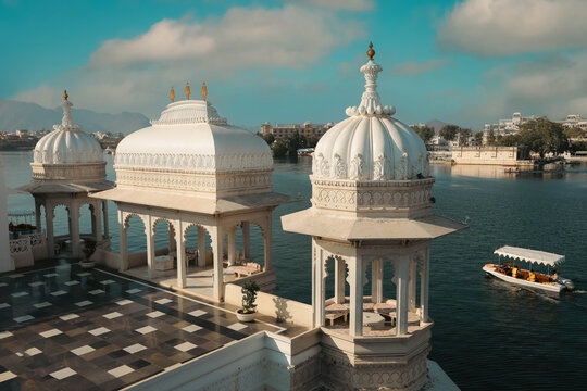 View of Udaipur and lake Pichola in early morning, Rajasthan, India