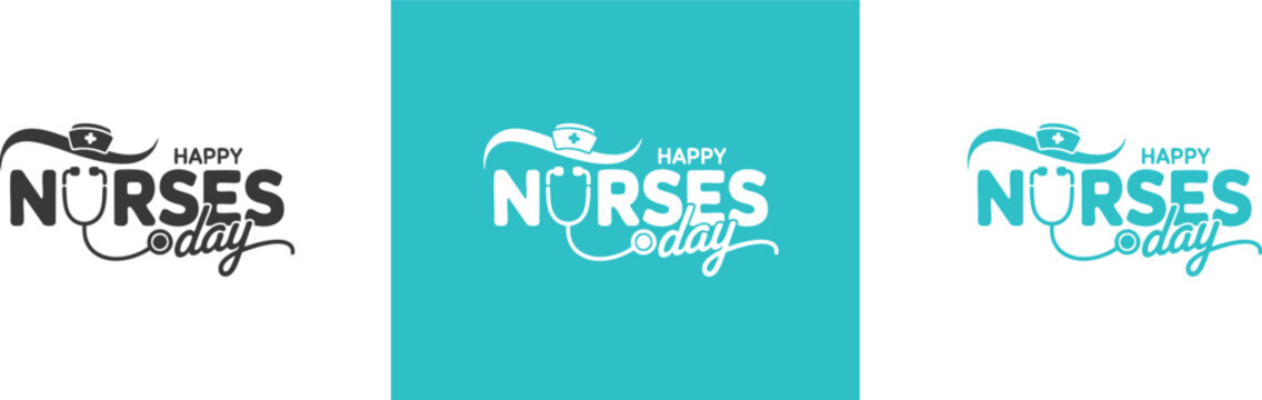 International Nurses Day Modern Logo Design, 12th May International Nurses or Nurse Day, stethoscope, cross, nurse hat vector logo design
