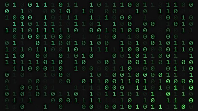 binary code data rapid movement animation, data processing screen. Cyberspace and Cyber security Concept, Backdrop or Background for Coding and Technology. Abstract Matrix Screen. Loading Data Concept