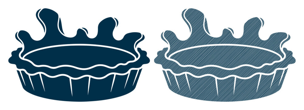 Tart crusts, pastry templates, baking icons, vector graphics, dark blue, white outline, illustration