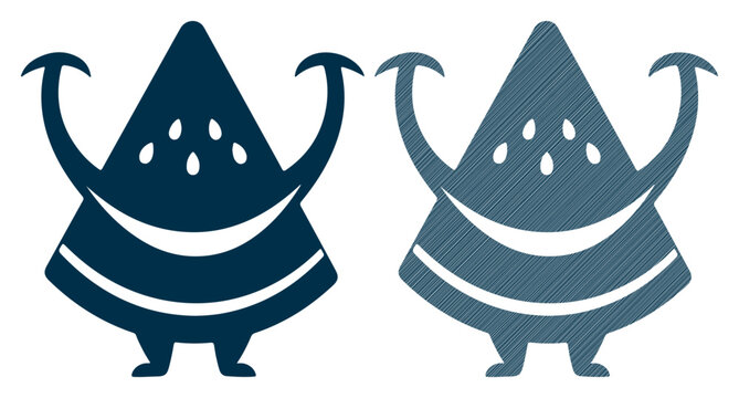 Playful watermelon characters celebrating with raised arms and happy smiles