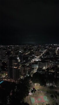 Aerial view of Macaquinhos Park during a storm, Caxias do Sul, Serra Gaucha, Brazil.