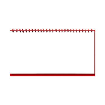 Red spiral bound notebook outline isolated on a transparent background