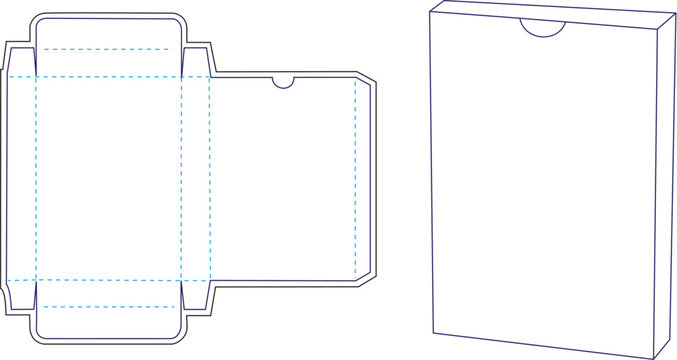 Diagram of a foldable cardboard box design with a single opening slot.