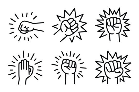 Fist hitting table icon, angry person linear symbol, frustration and rage gesture graphics, conflict and aggression concept, stress emotion indicator, human