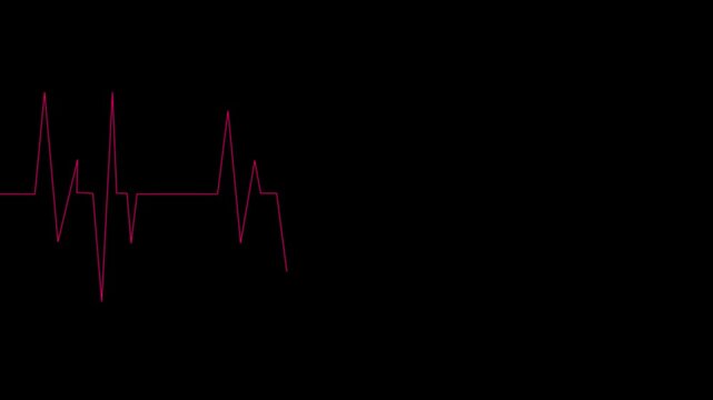 Heart pulse monitor with signal. Heart beat. Heartbeat Line monitor. heartbeat line medical .Neon heartbeat and pulse rate animation - Glowing heart on black background4k Abstract neon heartbeat