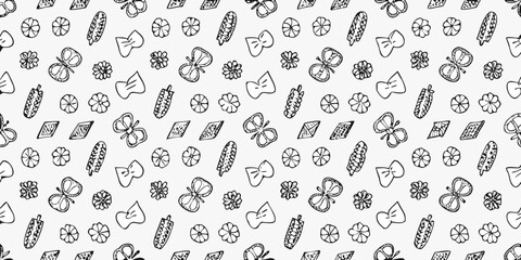 Fototapeta premium Intricate black and white floral and geometric pattern repeat design