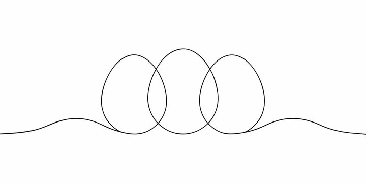 Simple continuous line drawing of overlapping oval shapes in white space