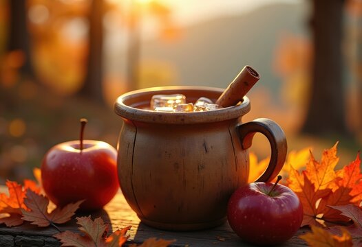 Rustic Autumn Market Apple Cider Cinnamon Stick Warmth Charming Seasonal Display