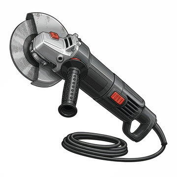 Powerful corded angle grinder with handle and protective disc for cutting and grinding tasks.