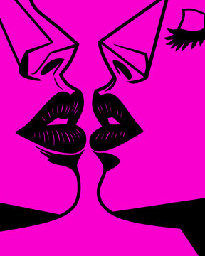 Besos pink labios de mujer.