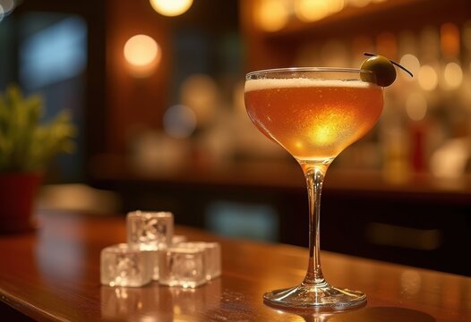 Upscale Counter Dirty Martini Olive Garnish Premium Presentation Sophisticated Cocktail Experience