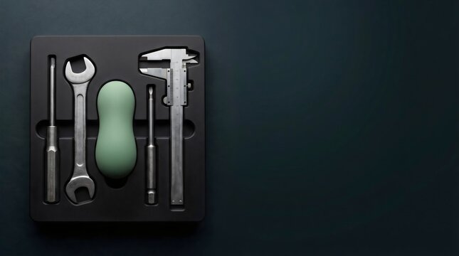 Mental Health Care Integration Concept with Soft Silicone Shape and Mechanical Tools in Tray
