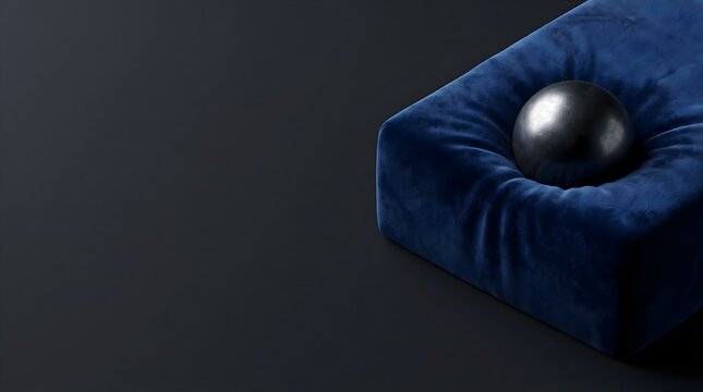 Mental Health EAP Support Concept with Heavy Sphere Resting on Soft Navy Cushion
