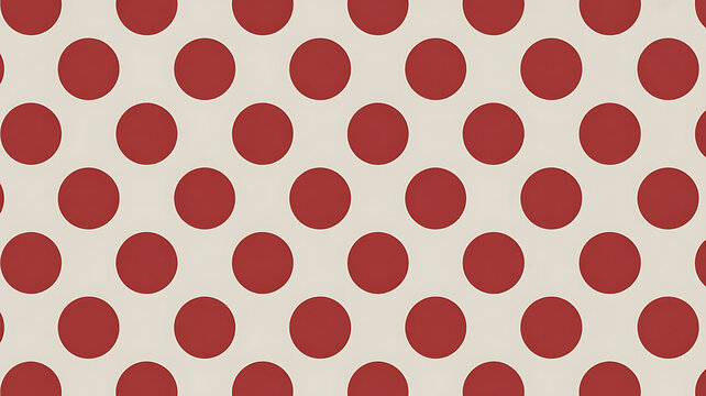 Repeating pattern of red circles on a white background, creating a playful, retro aesthetic.