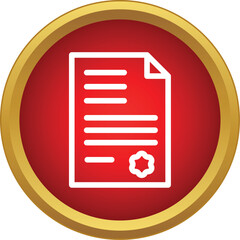 Fototapeta premium Document icon representing an official certificate with a seal, set in a golden ring