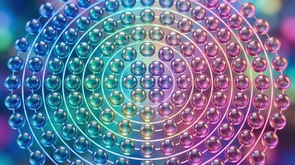 Obraz premium Polished orb matrix with fluid gradient lighting, iridescent circular grid pattern with smooth gradient color transitions, glossy