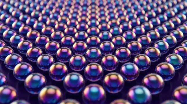 Polished orb matrix with fluid gradient lighting, iridescent circular grid pattern with smooth gradient color transitions, glossy
