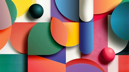 Obraz premium Colorful Shapes and Forms Create Visual Interest on a Light Background