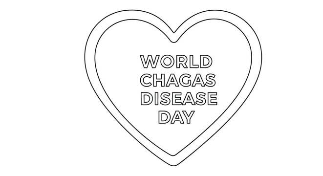A heart shaped outline contains text promoting world chagas disease day awareness