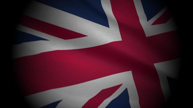4 K UHD UNITED KINGDOM FLAG WAWE WHITE AND VIGNETTE