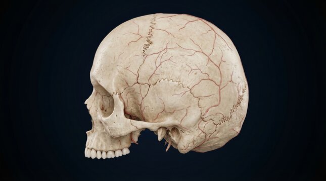 Realistic 3D Medical Animation of Human Skull - Skeletal System - 4K