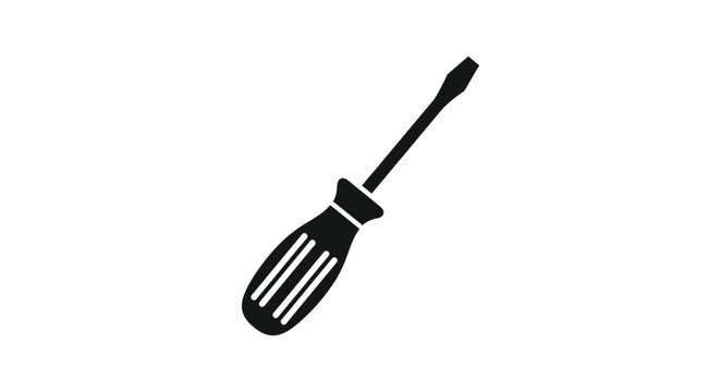 A black silhouette of a flathead screwdriver against a white background