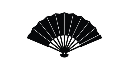 Elegant black folding fan illustration a striking visual silhouette © MDHOJAIFA