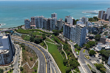 Fototapeta premium Condominium of apartment buildings built on the beachfront