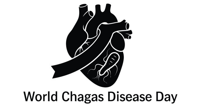Anatomical heart illustration with text promoting chagas disease awareness high quality