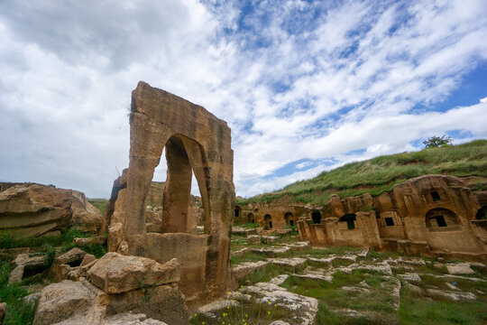Dara Ancient City, an important archaeological site with rock-cut structures and historic ruins in southeastern Mardin, T&uuml;rkiye