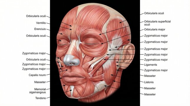 Realistic 3D Medical Animation of Human Facial Muscles - Anatomy - 4K