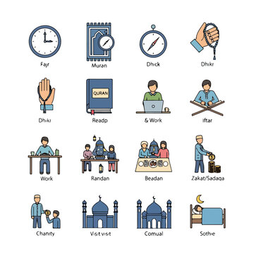 Arabic Culture and Daily Practices Icons