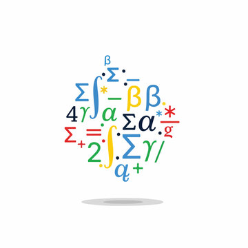 Abstract Mathematical Symbols Cluster with Shadow
