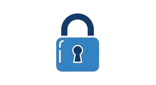 Blue Padlock Icon for Digital Security, Data Protection, and Privacy