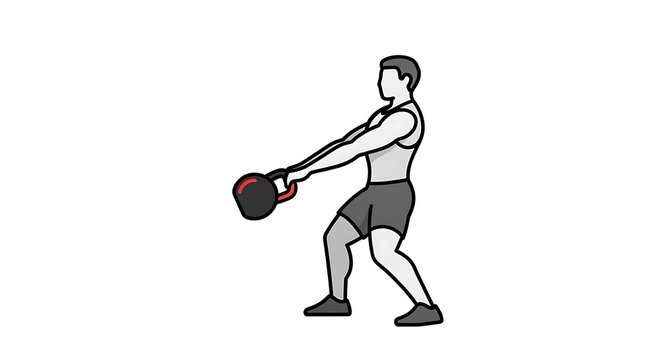 kettlebell swing exercise vector illustration