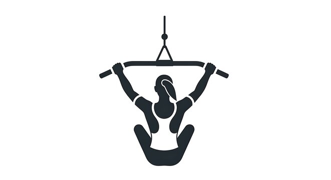 Woman performing lat pulldown exercise on gym machine vector icon