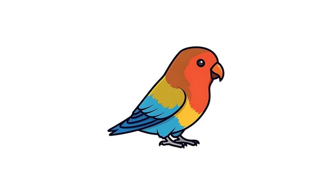 colorful lovebird icon, small pet bird vector symbol isolated on white