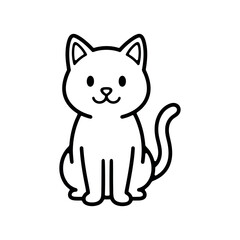 A black line of a sitting cat facing forward black line sitting cat © Pike Studio