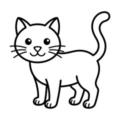 Black and white line of a standing cat with whiskers © Pike Studio