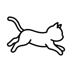 Black line of a running cat black line white background © Pike Studio