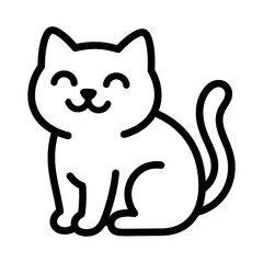 Cute cartoon line of a happy sitting cat with closed eyes © Pike Studio